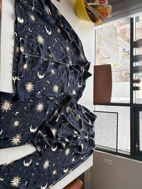 J. Crew Navy Blue Moon & Sun Print Pajama Set